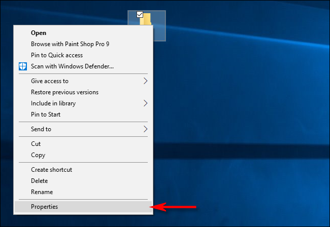 Select Properties in Windows 10