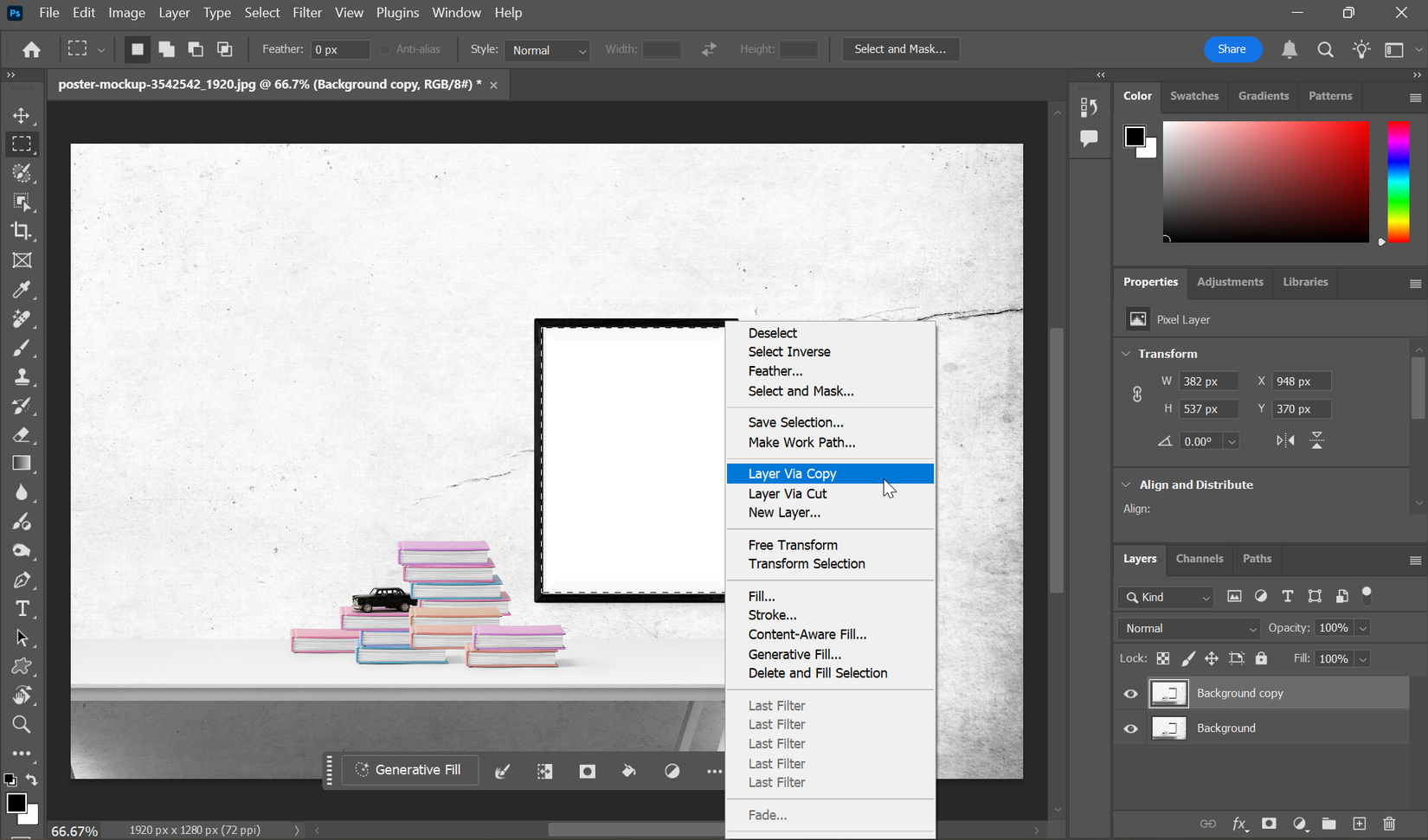 Photoshop Background Image for pop-out image