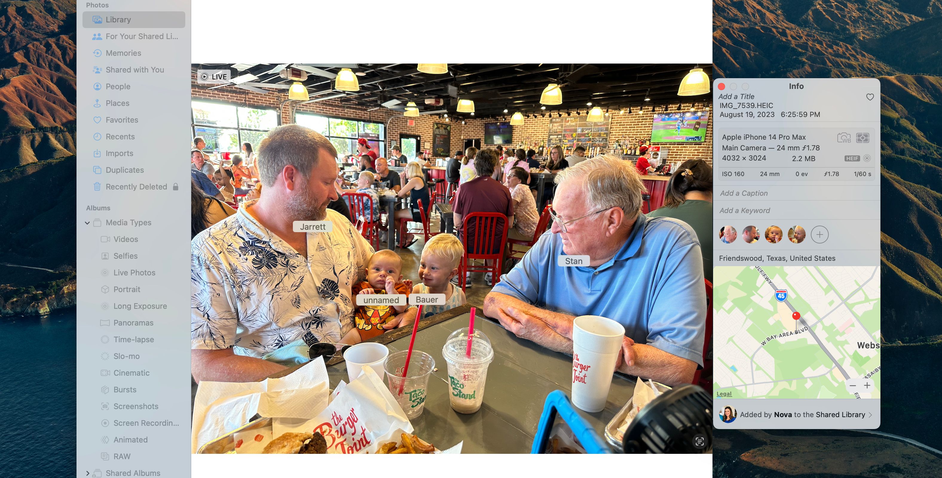 Отметка нескольких лиц на Mac