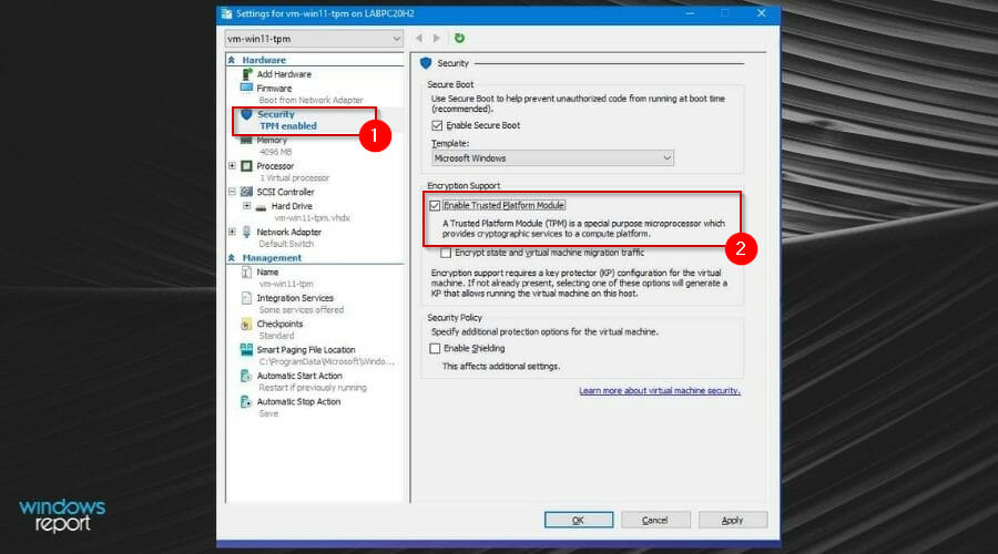 Настройка TPM в UEFI — раздел «Security»