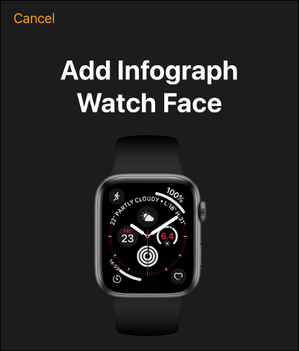 Добавление циферблата Apple Watch в список