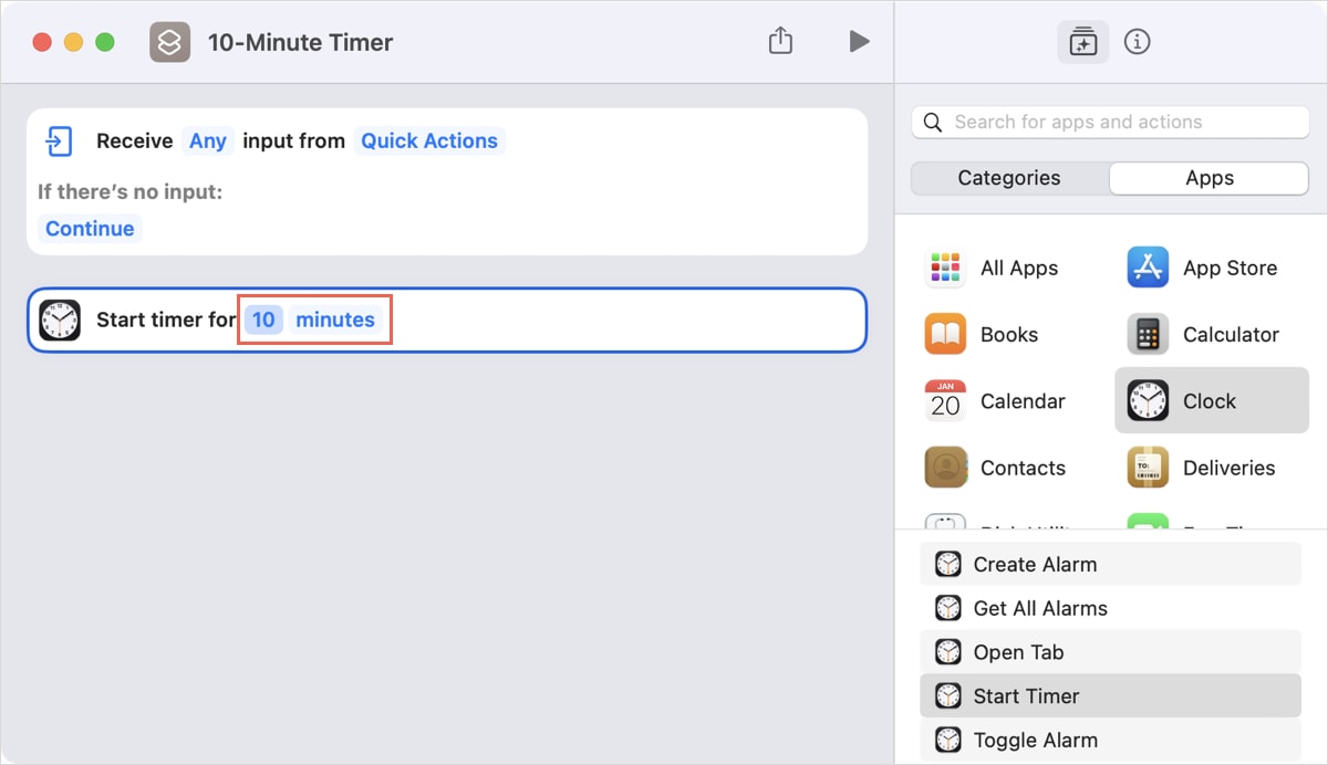 Настройки Start Timer