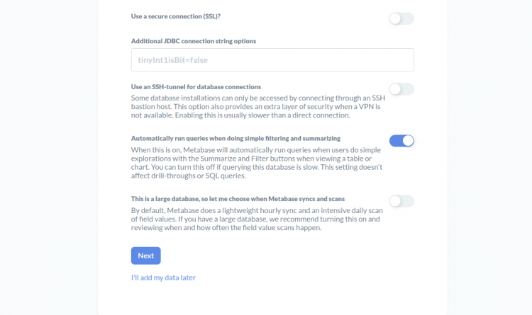 Настройка JDBC-подключения в Metabase