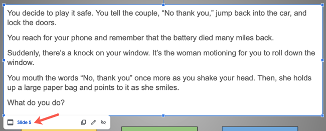 Текстовое поле связано с текущим слайдом