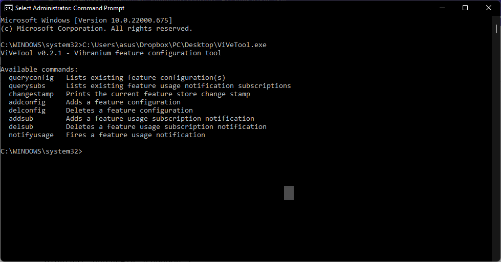 Команда vivetool addconfig для включения новой версии Диспетчера задач