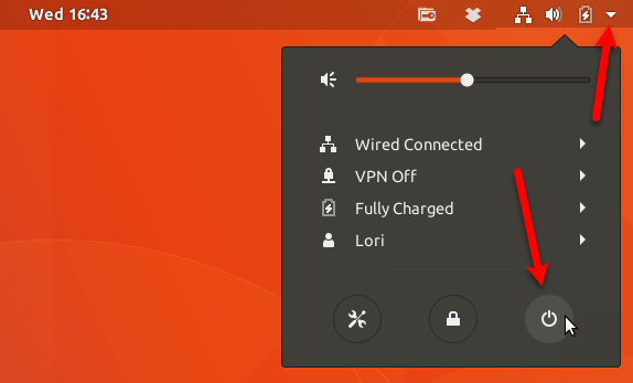 Нажмите значок питания для перезагрузки