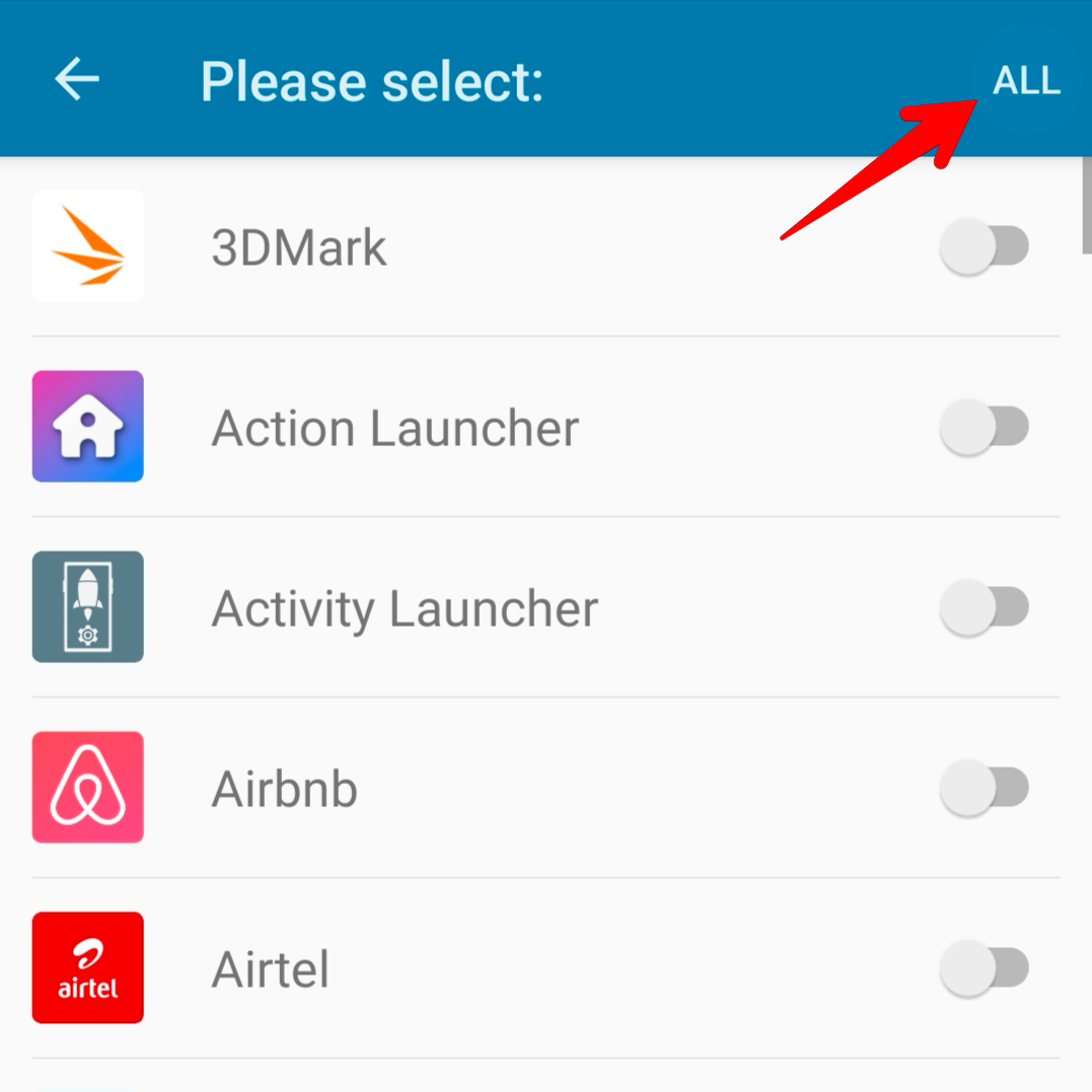 The Dynamic Spot app's app selection window