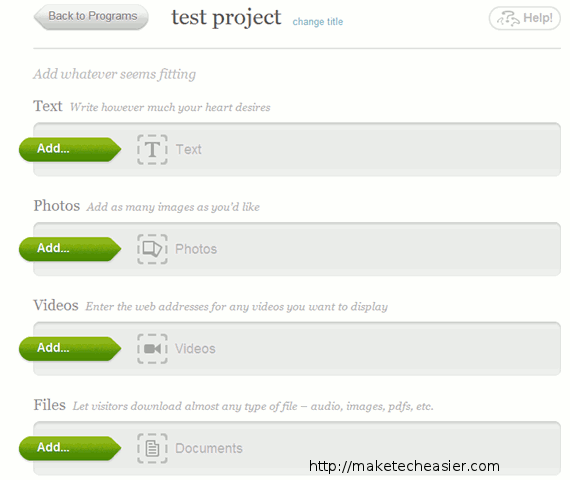 Добавление страниц программ и проектов с медиа