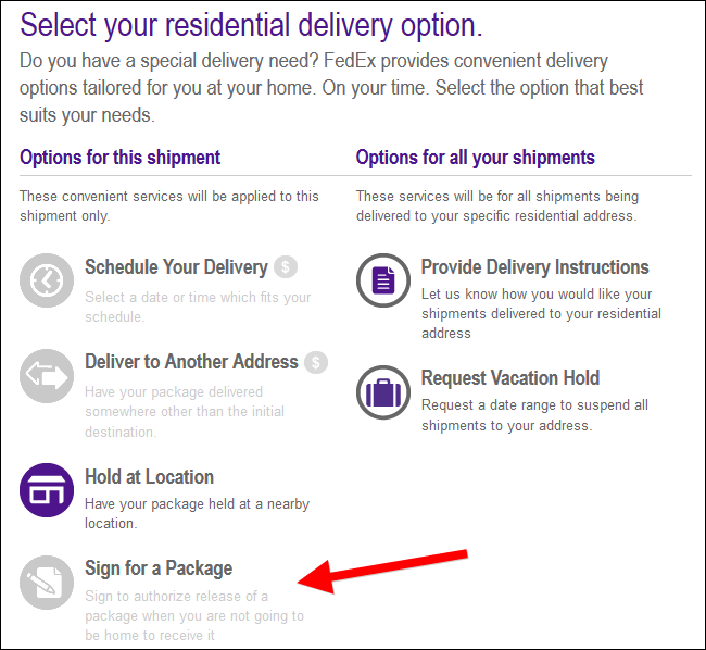 FedEx: опции доставки и удержания посылки на пункте выдачи