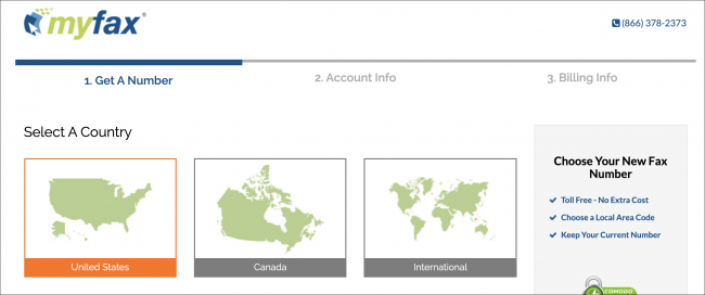 Интерфейс онлайн-сервиса факсов на экране
