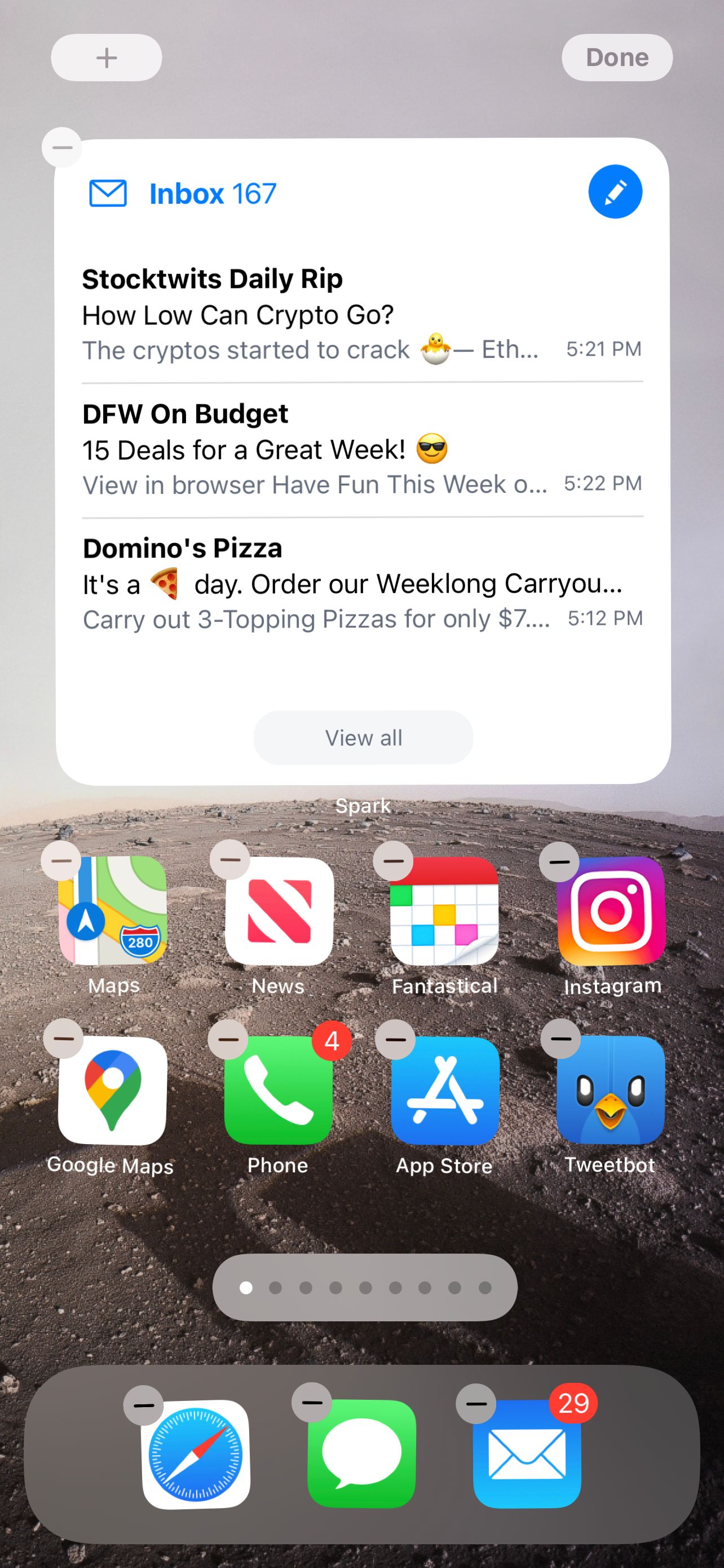 Большие виджеты Spark.