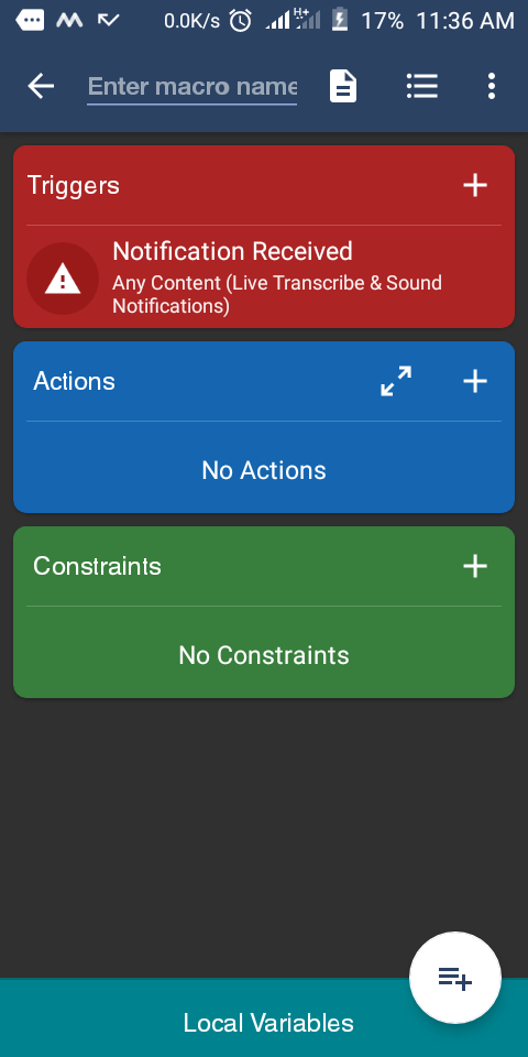 Настройка отправки SMS в MacroDroid