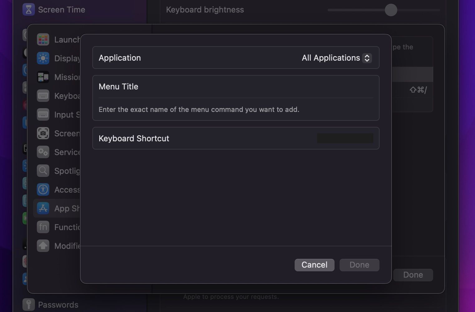 Create Keyboard Shortcut Mac