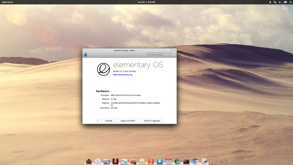 Скриншот рабочего стола с Elementary OS