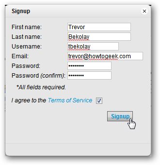 Форма регистрации Reconstructor — поле ввода