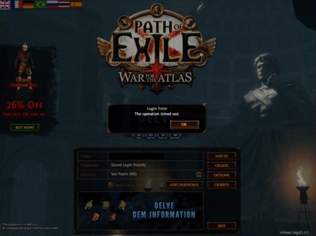 Conexão e depuração de rede para Path of Exile