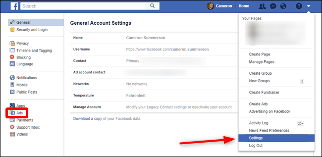 Настройки рекламы в Facebook