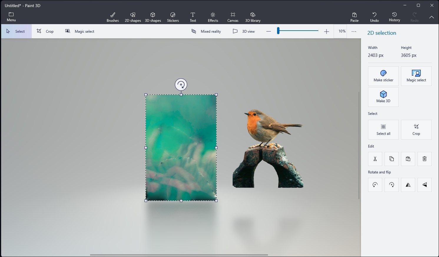 Canvas Paint 3D с удалённым фоном