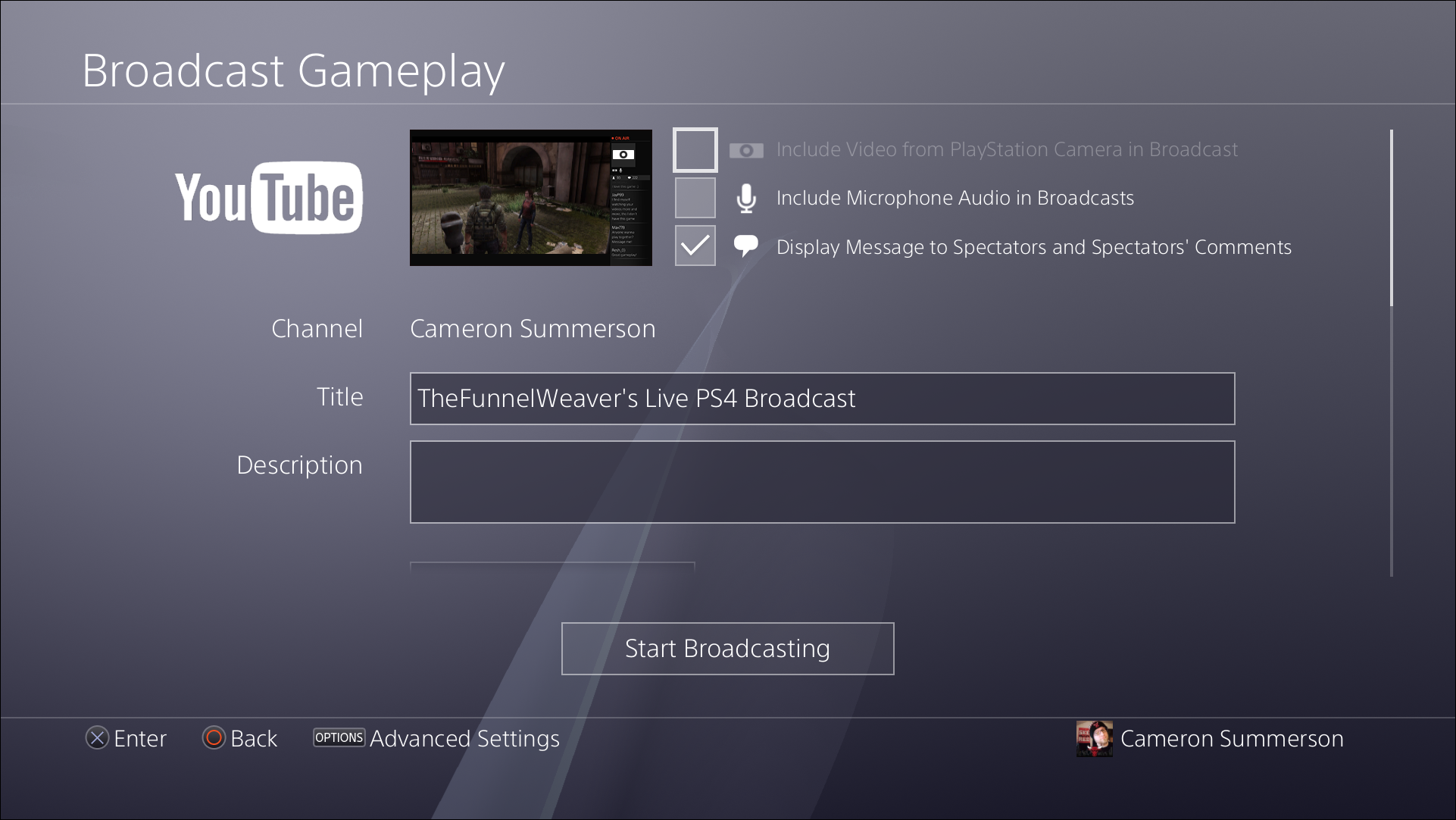 Параметры качества трансляции на PS4