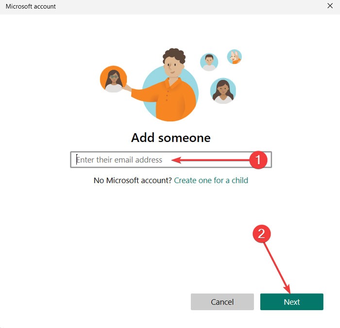 Окно добавления учётной записи Microsoft