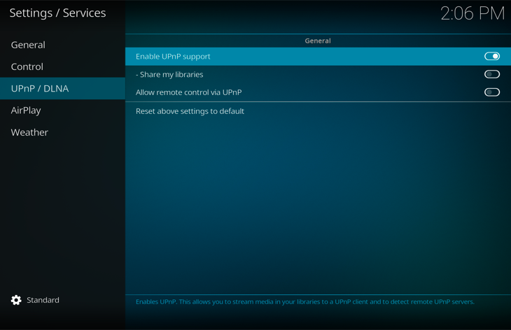 Kodi: сервер UPnP/DLNA
