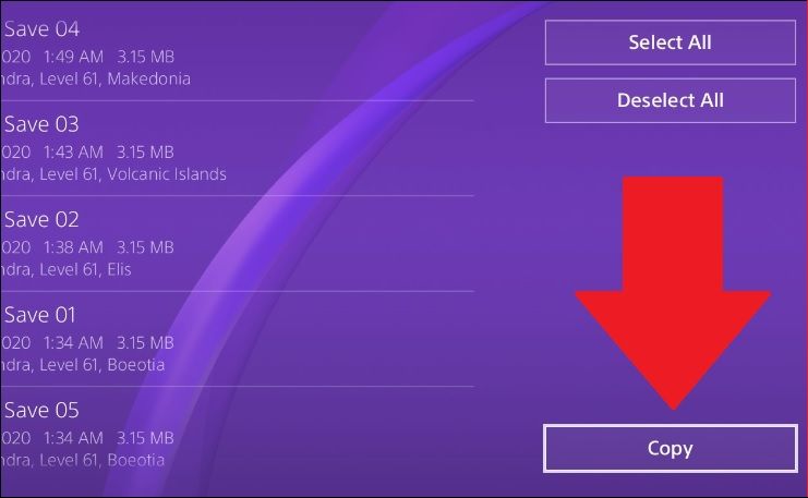 Сохранения PS4 скопированы на USB-накопитель