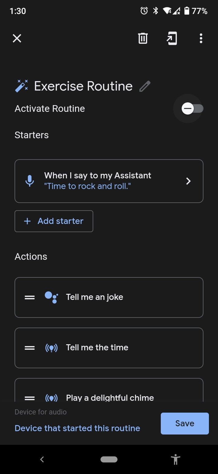приостановка рутины в Google Home