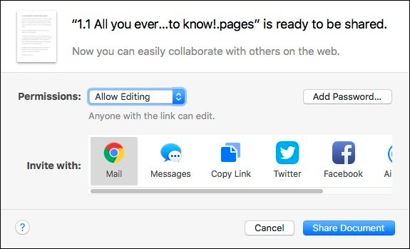 Просмотр и изменение настроек общего доступа