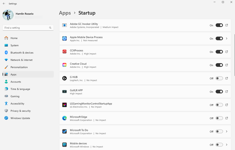 Меню автозапуска приложений в Windows 11