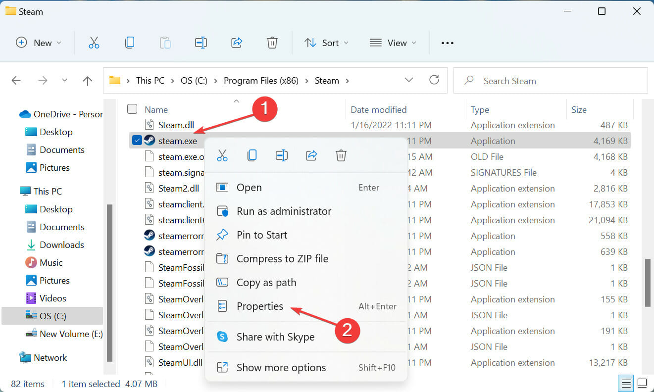 Свойства файла steam.exe