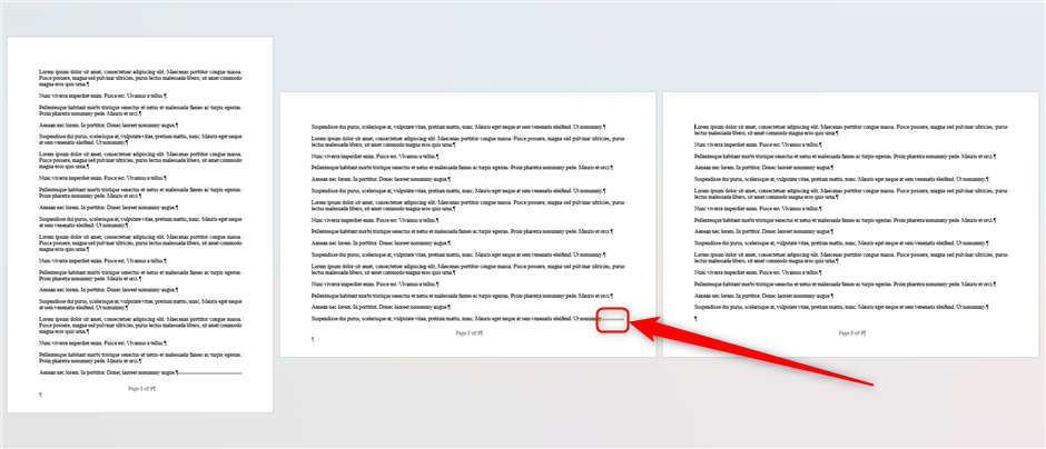 Разрыв секции в конце альбомной части документа.
