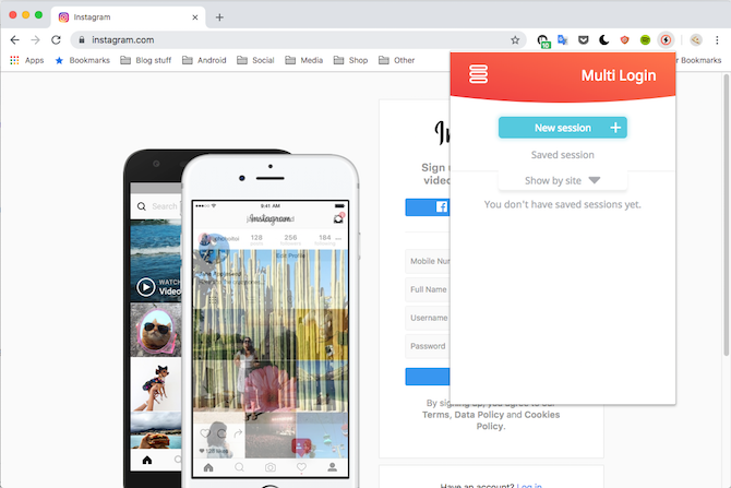 Интерфейс Multi Session Box для Google Chrome