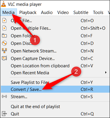 Скриншот окна «Конвертировать/Сохранить» в VLC