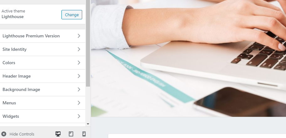 Скриншот: панель кастомизации темы WordPress