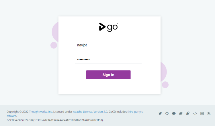 Страница входа GoCD