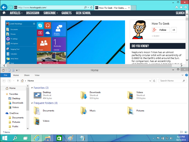 Вертикальная привязка окна к верхней и нижней половине экрана в Windows 10