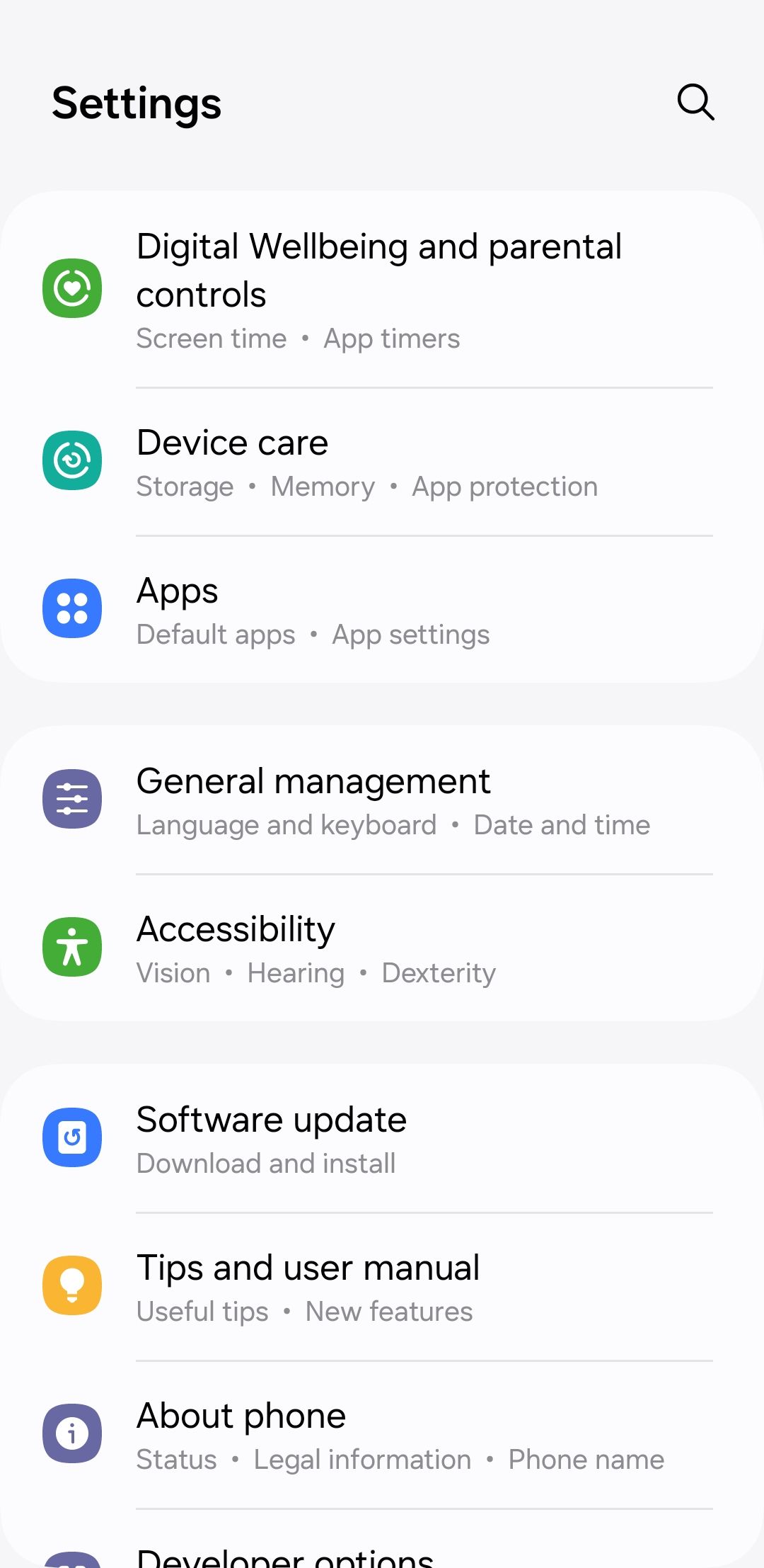 Меню приложений в Android