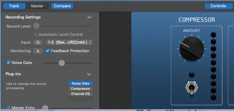 GarageBand - добавление шумоподавления.