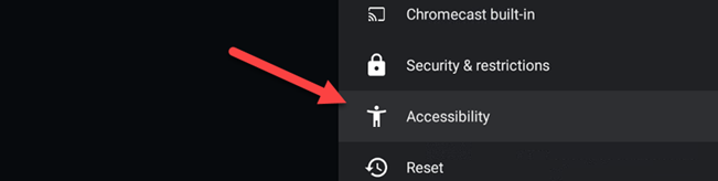 Меню «Доступность» в настройках Android TV