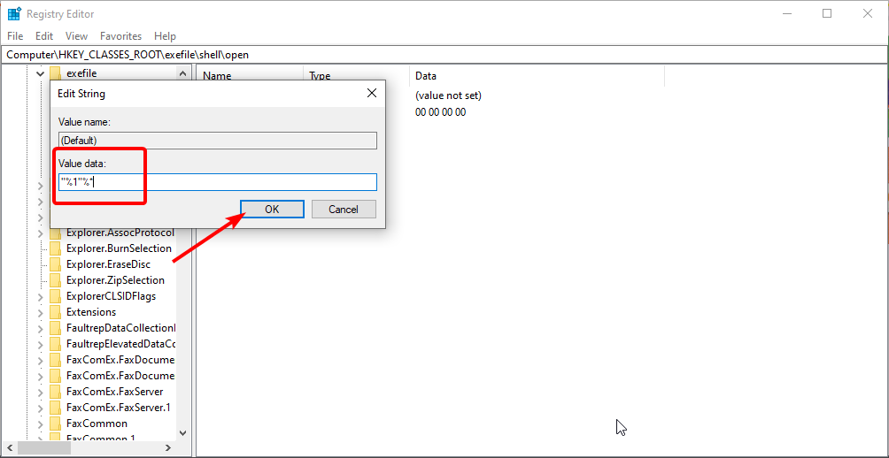 Параметр opencommand