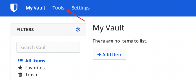 Перейдите в раздел Инструменты в Bitwarden