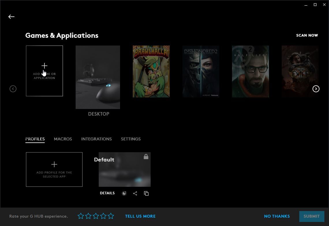 Пустая первая ячейка в Games & Applications для добавления приложения или игры