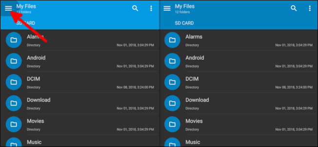 Solid Explorer — главное меню в Android TV