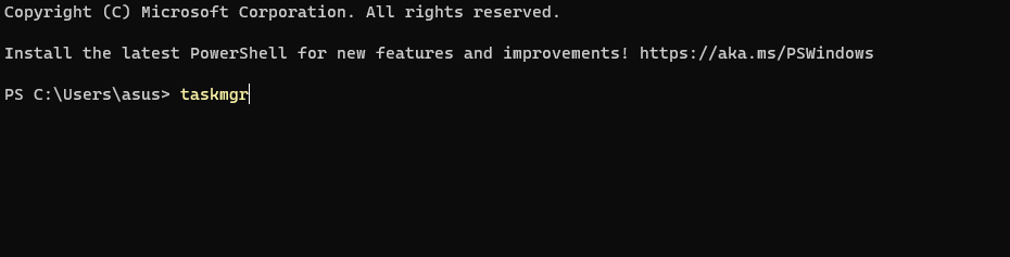 Запуск Task Manager через Windows Terminal
