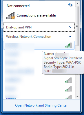Иконка сети в области уведомлений Windows 7