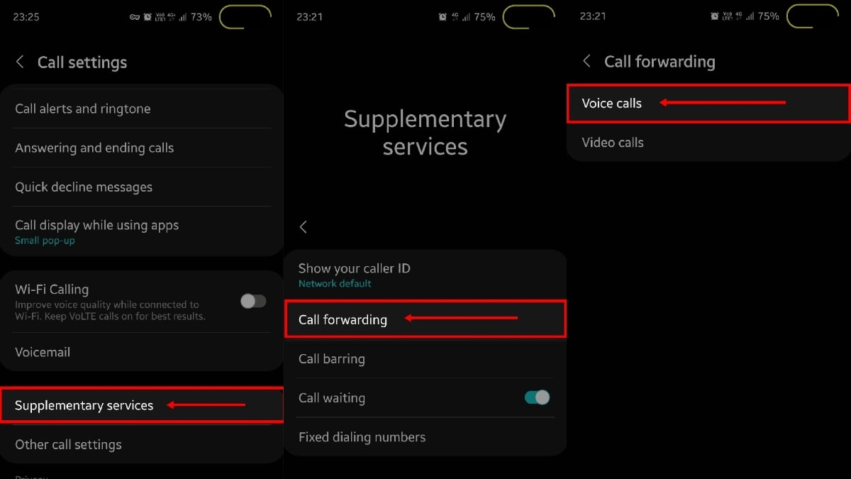 открыть настройки переадресации samsung