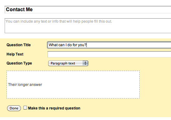 Пара примеров настроек вопросов и типов ответов