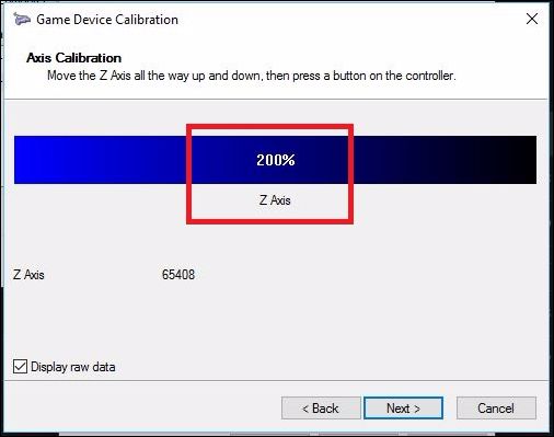 Фотография процесса вращения стика в пределах интерфейса калибровки