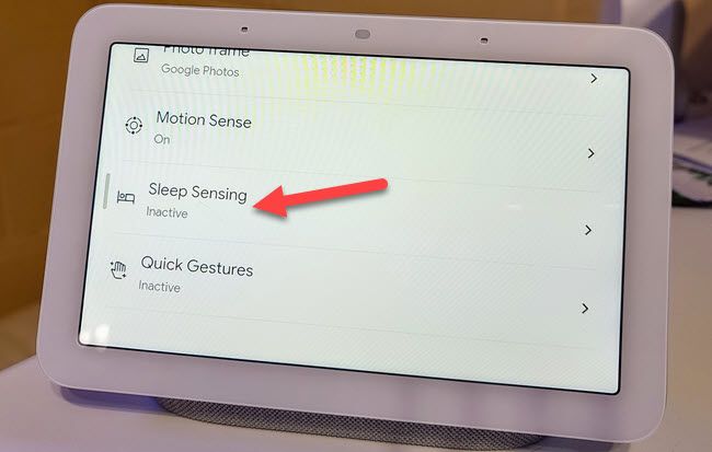 Выбор Sleep Sensing в настройках Nest Hub