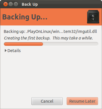 Процесс резервного копирования с индикатором прогресса